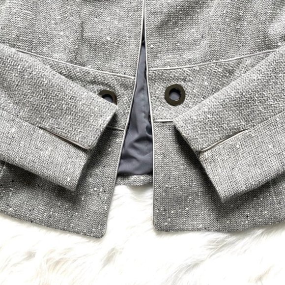 Worth Blazer Coat Size 10 Grey Herringbone - Picture 11 of 16
